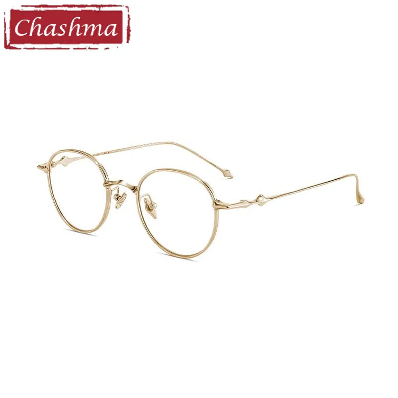 Chashma Unisex Full Rim Oval Titanium Eyeglasses 031 Full Rim Chashma Gold  