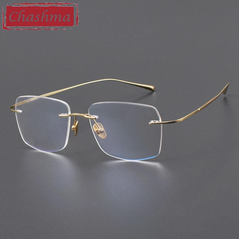 Chashma Ottica Unisex Rimless Oval Square Titanium Eyeglasses 401819