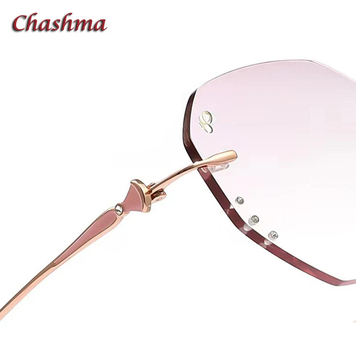 Chashma Ochki Women's Rimless Flat Top Oval Titanium Eyeglasses 16087 Rimless Chashma Ochki   