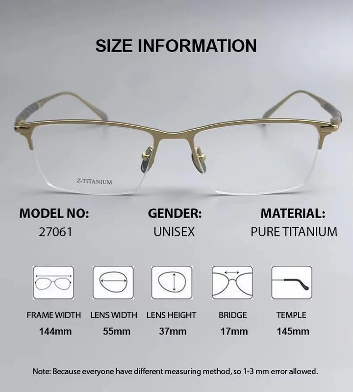 Chashma Unisex Semi Rim Polygon Brow Line Titanium Eyeglasses 27061