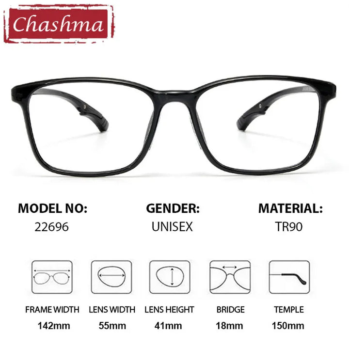 Chashma Unisex Full Rim Square Tr 90 Titanium Eyeglasses 722696