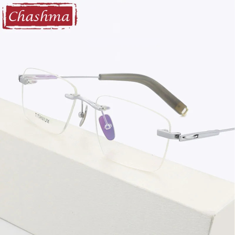 Chashma Men's Rimless Square Titanium Eyeglasses 2312 Rimless Chashma   