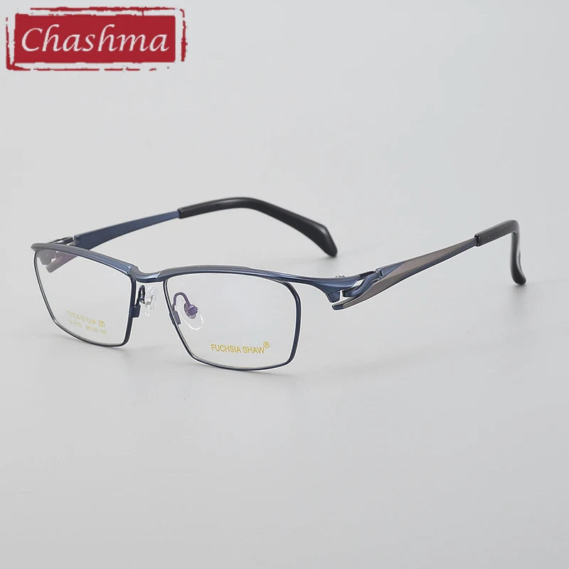 Chashma Unisex Full Rim Square Brow Line Titanium Eyeglasses 6175 Full Rim Chashma Blue-Gun  