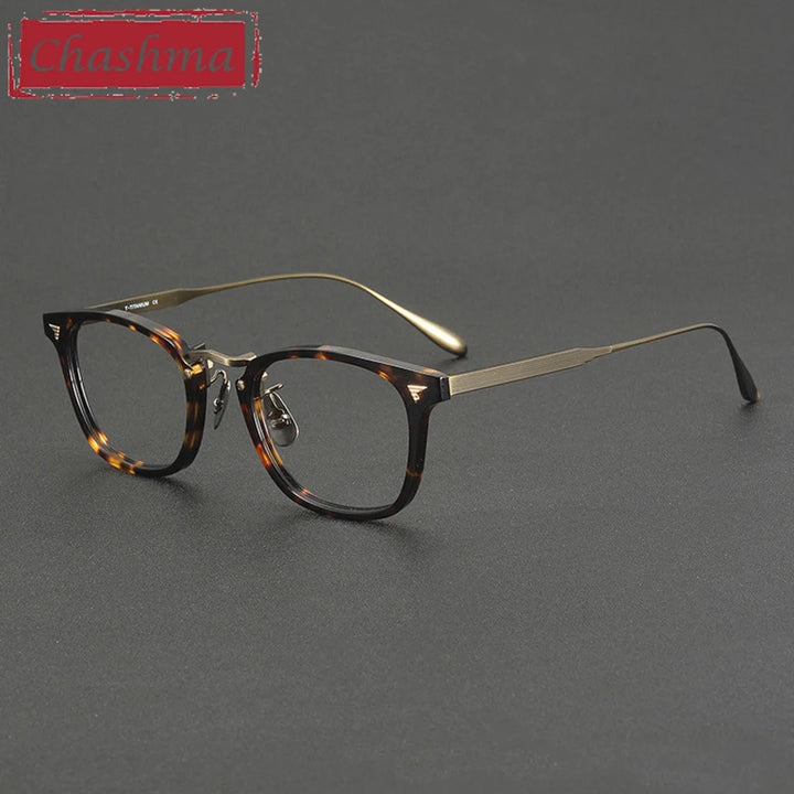 Chashma Ochki Unisex Full Rim Square Acetate Titanium Eyeglasses 881554