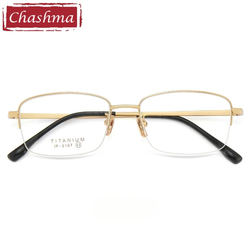 Chashma Ochki Unisex Semi Rim Square Titanium Eyeglasses 966167