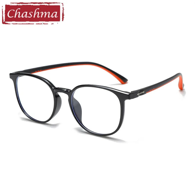 Chashma Unisex Full Rim Round Tr 90 Titanium Eyeglasses 81364 Full Rim Chashma Bright Black  