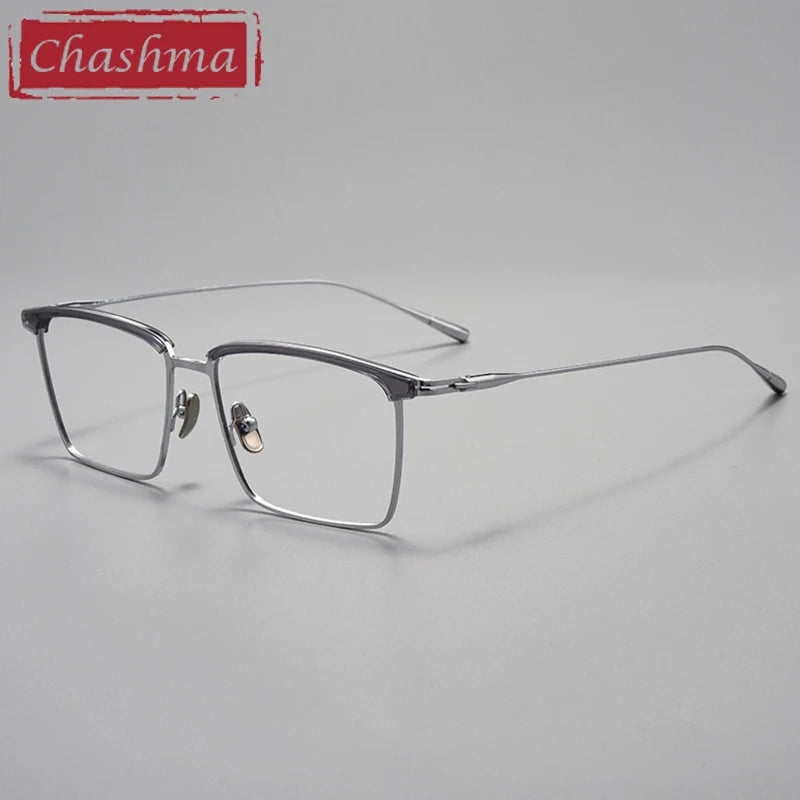 Chashma Ottica Unisex Full Rim Square Brow Line Titanium Eyeglasses 39887