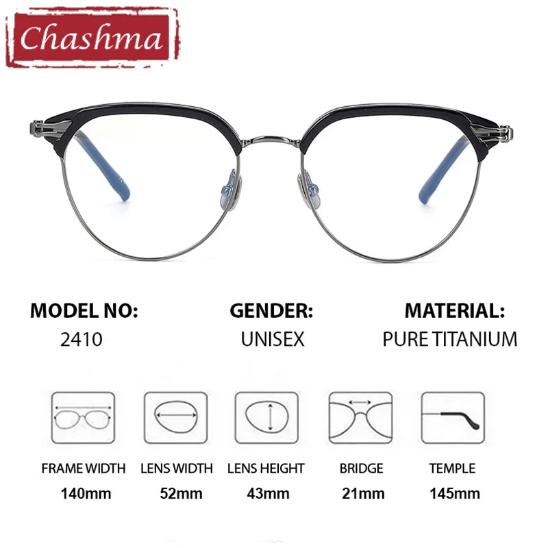 Chashma Unisex Full Rim Oval Round Acetate Titanium Eyeglasses 882410