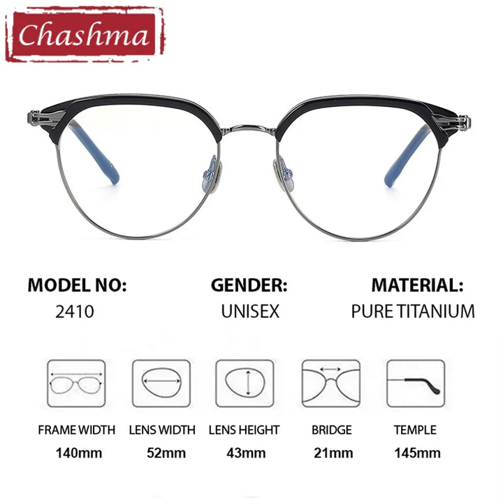 Chashma Unisex Full Rim Oval Round Acetate Titanium Eyeglasses 882410