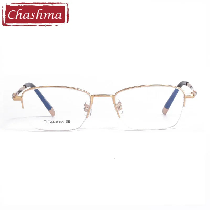 Chashma Unisex Semi Rim Square Oval Titanium Eyeglasses 0133 Semi Rim Chashma Gold  