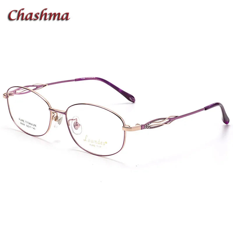 Chashma Ochki Women's Full Rim Oval Square Titanium Eyeglasses 6008 Full Rim Chashma Ochki Purple-Rose Gold  