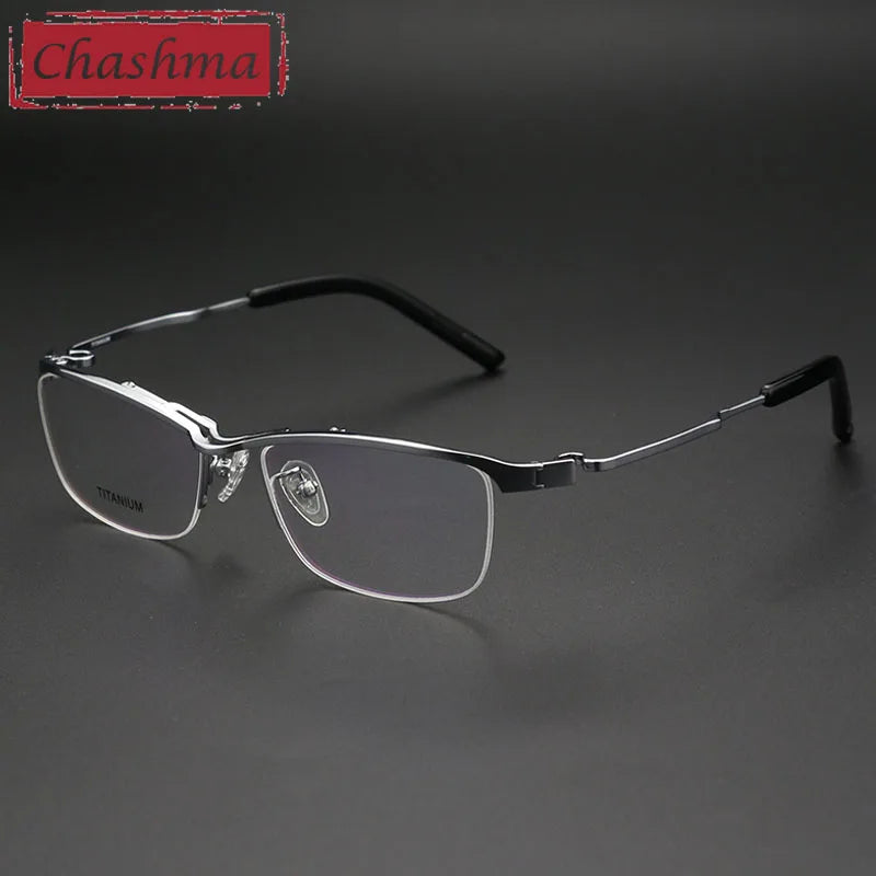 Chashma Unisex Semi Rim Brow Line Titanium Eyeglasses 190812 Semi Rim Chashma Silver  