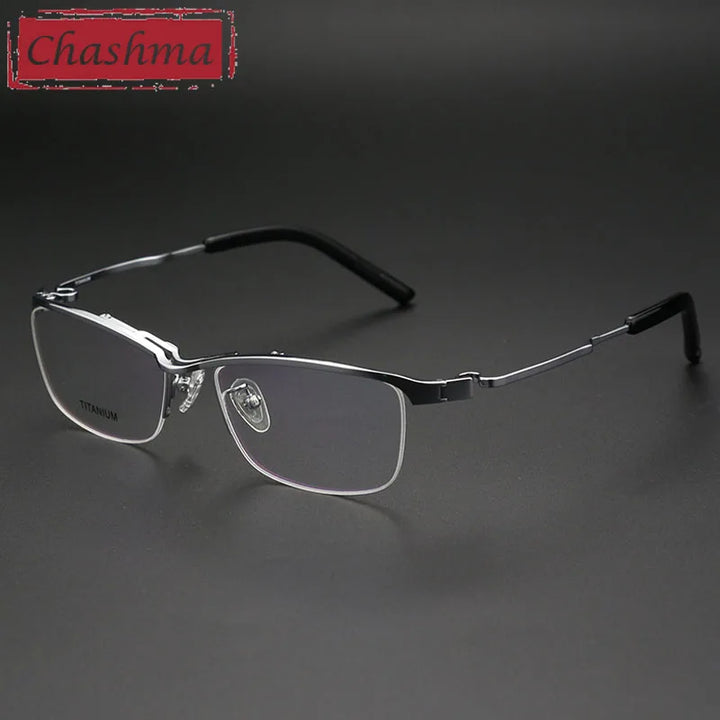 Chashma Unisex Semi Rim Brow Line Titanium Eyeglasses 190812 Semi Rim Chashma Silver  