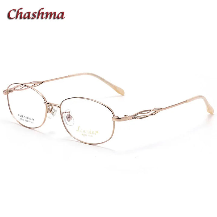 Chashma Ochki Women's Full Rim Oval Square Titanium Eyeglasses 6008 Full Rim Chashma Ochki Rose Gold  