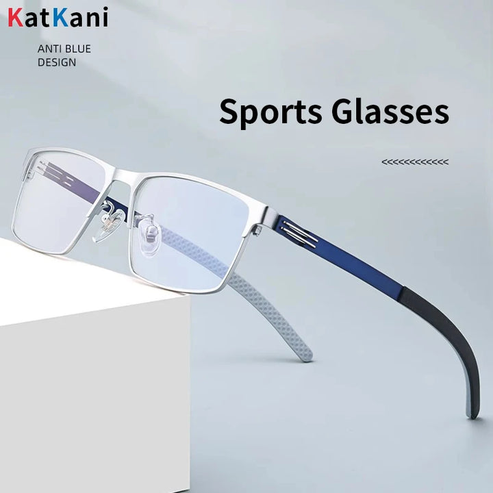 KatKani Men's Full Rim Square Screwless Alloy Sport Eyeglasses 8369 Full Rim KatKani Eyeglasses PURPLE  