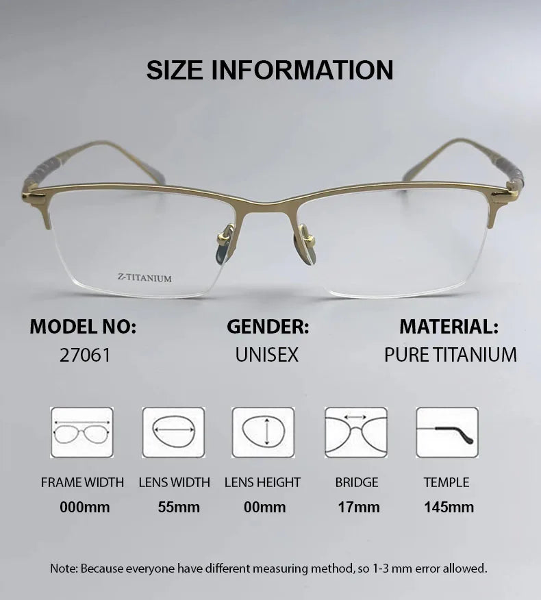 Chashma Unisex Semi Rim Square Brow Line Titanium Eyeglasses 27061 Semi Rim Chashma   