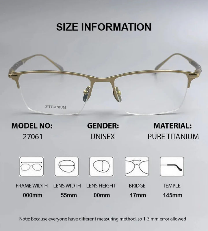 Chashma Unisex Semi Rim Square Brow Line Titanium Eyeglasses 27061 Semi Rim Chashma   