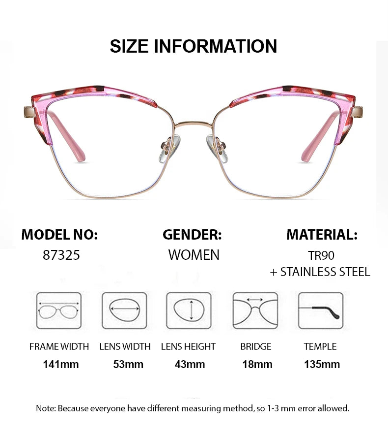 Chashma Women's Full Rim Square Cat Eye Tr 90 Alloy Eyeglasses 87325 Full Rim Chashma   