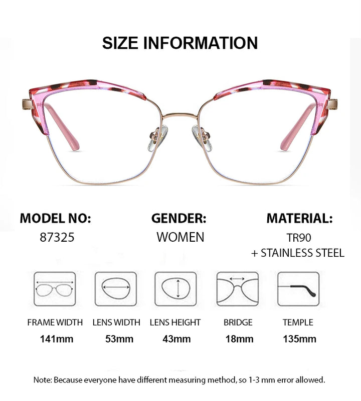 Chashma Ottica Women's Full Rim Cat Eye Tr 90 Steel Eyeglasses 87325 Full Rim Chashma Ottica