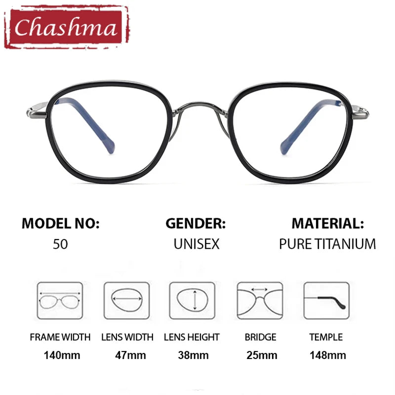 Chashma Unisex Full Rim Polygon Titanium Acetate Eyeglasses 881750