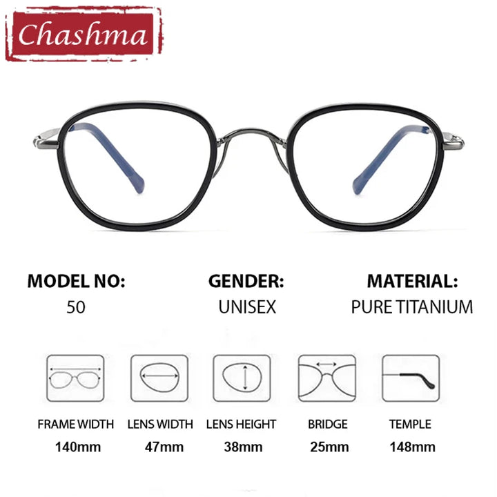 Chashma Unisex Full Rim Polygon Titanium Acetate Eyeglasses 881750