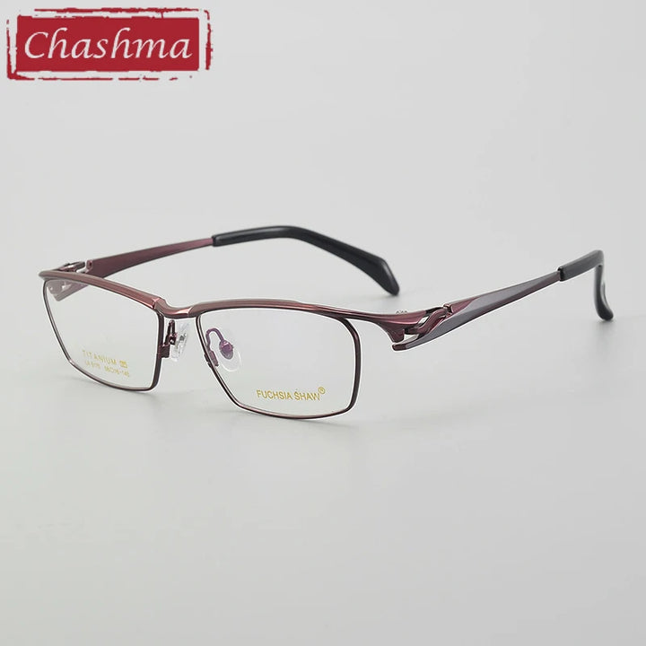 Chashma Unisex Full Rim Square Brow Line Titanium Eyeglasses 6175 Full Rim Chashma Red-Gun  