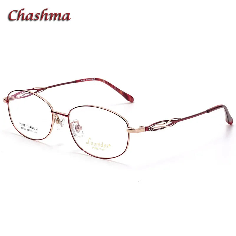 Chashma Ochki Women's Full Rim Oval Square Titanium Eyeglasses 6008 Full Rim Chashma Ochki Red-Rose Gold  