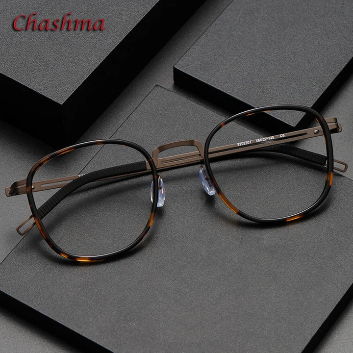 Chashma Ochki Unisex Full Rim Square Titanium Acetate Eyeglasses 2307 Full Rim Chashma Ochki   