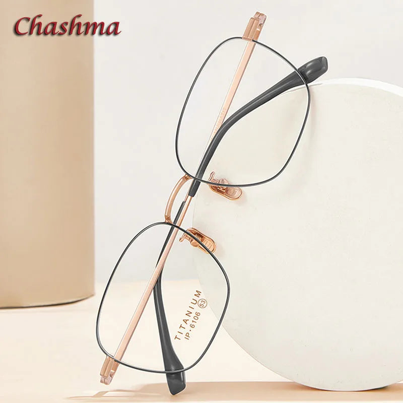 Chashma Ochki Unisex Full Rim Square Titanium Eyeglasses 6106 Full Rim Chashma Ochki   