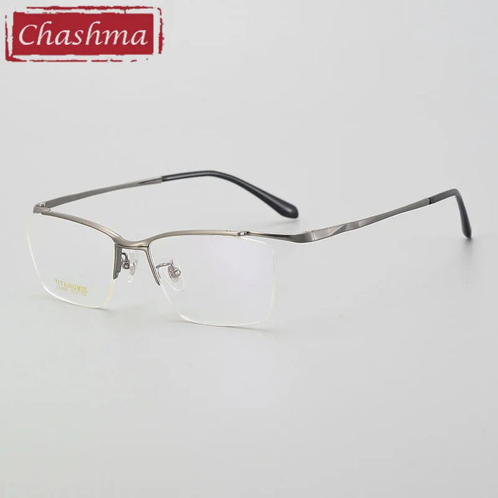 Chashma Unisex Semi Rim Brow Line Titanium Eyeglasses  6106 Semi Rim Chashma Gray-Gun  