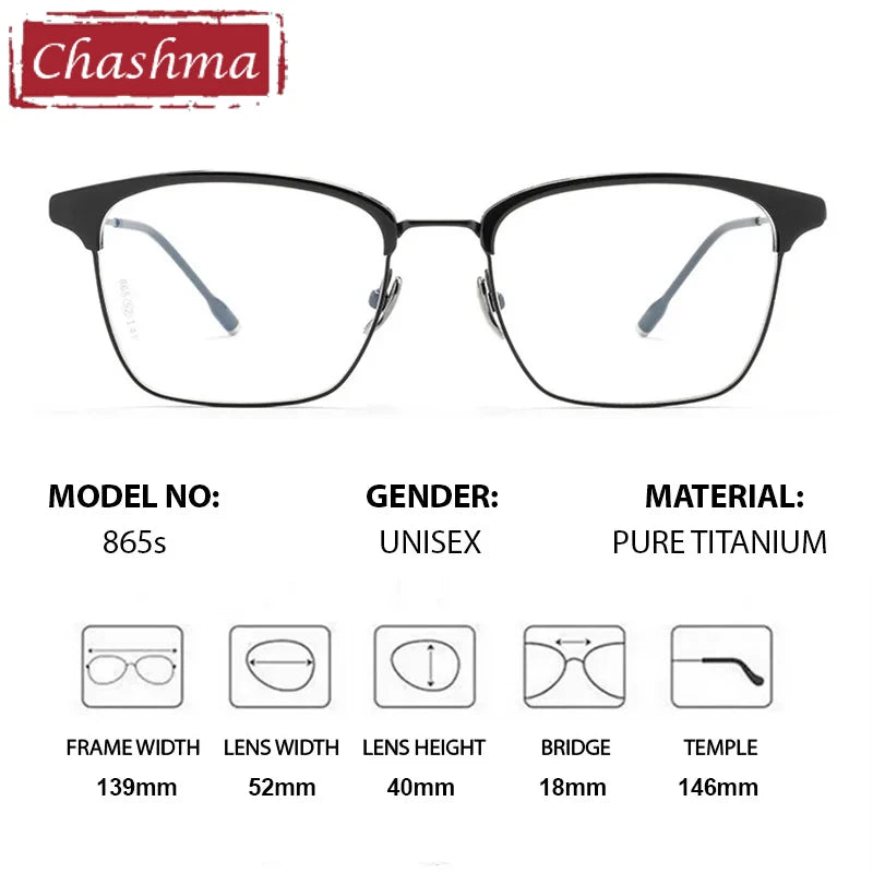 Chashma Unisex Full Rim Square Acetate Titanium Eyeglasses 871865