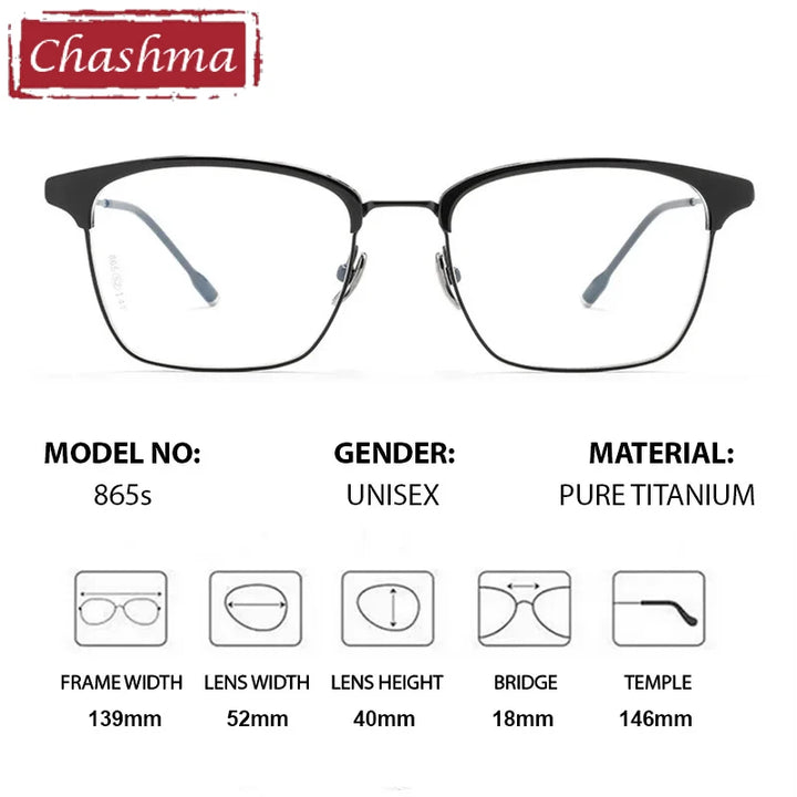 Chashma Unisex Full Rim Square Acetate Titanium Eyeglasses 871865