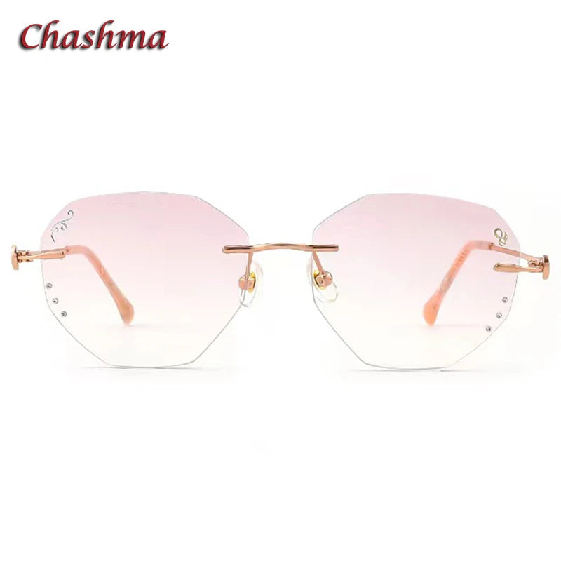 Chashma Ochki Women's Rimless Flat Top Oval Titanium Eyeglasses 16087 Rimless Chashma Ochki   