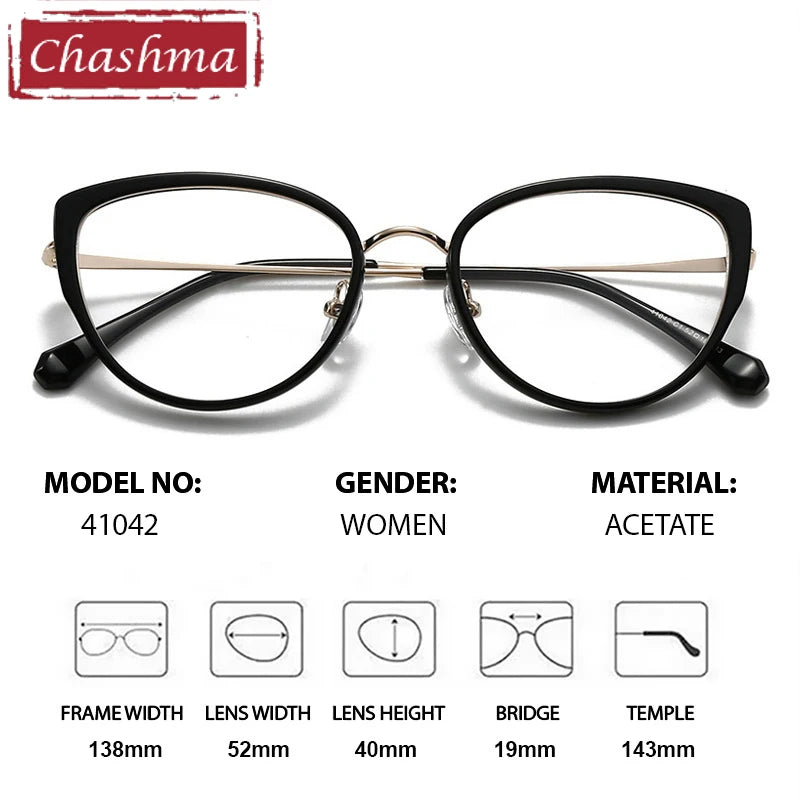 Chashma Ottica Women's Full Rim Cat Eye Acetate Alloy Eyeglasses 441042