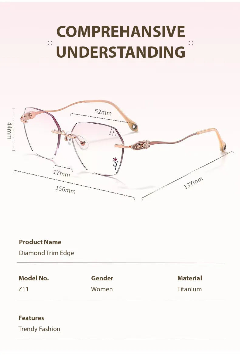 Chashma Ochki Women's Rimless Flat Top Polygon Titanium Eyeglasses 2611 Rimless Chashma Ochki   