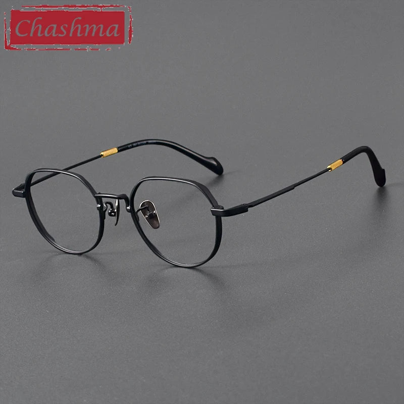 Chashma Ottica Unisex Full Rim Polygon Round Titanium Eyeglasses 20066