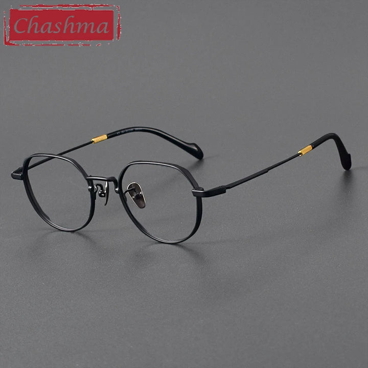 Chashma Ottica Unisex Full Rim Polygon Round Titanium Eyeglasses 20066