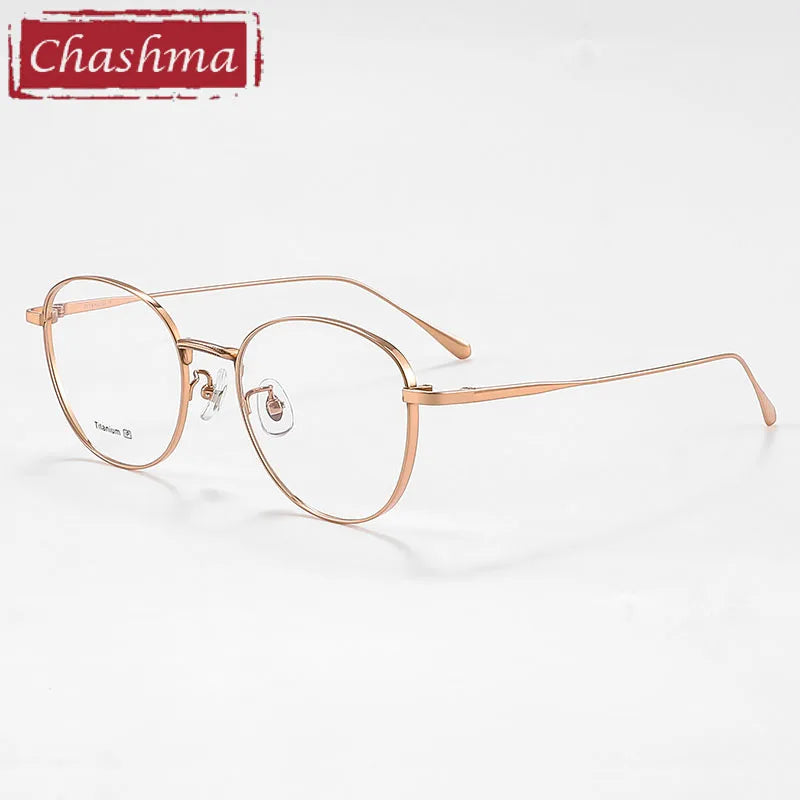 Chashma Unisex Full Rim Round Oval Titanium Eyeglasses 7018 Full Rim Chashma Rose Gold  