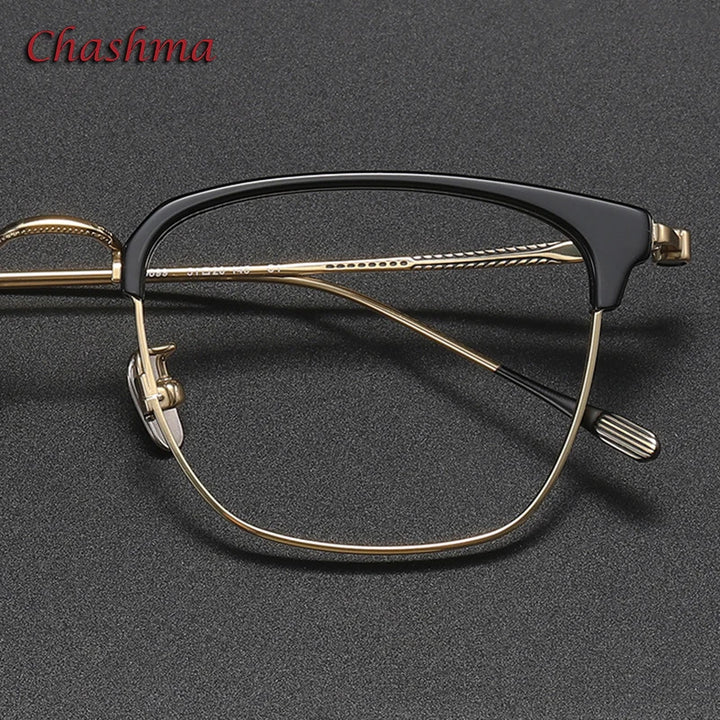 Chashma Ochki Unisex Full Rim Square Titanium Acetate Eyeglasses 80899 Full Rim Chashma Ochki   