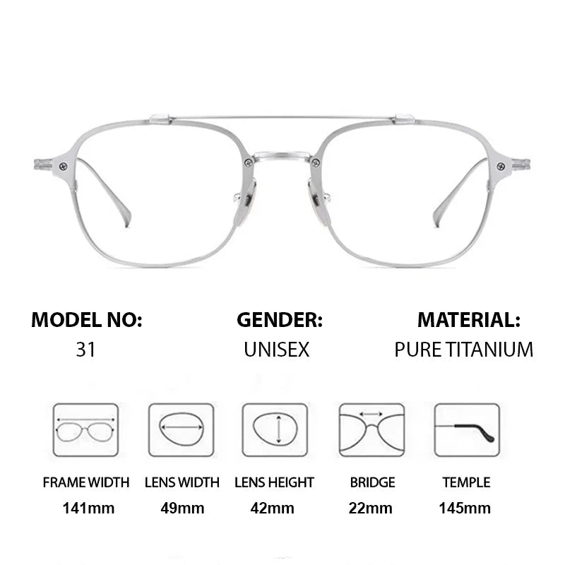 Chashma Men's Full Rim Square Double Bridge Titanium Eyeglasses 778431