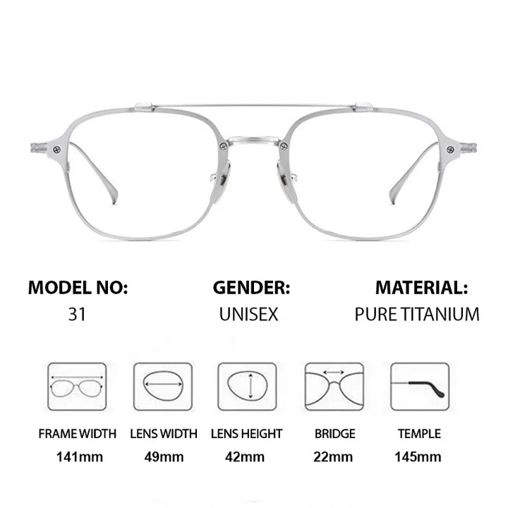 Chashma Men's Full Rim Square Double Bridge Titanium Eyeglasses 778431