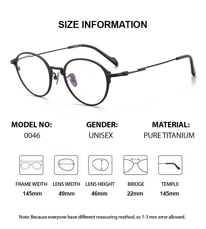 Chashma Ottica Unisex Full Rim Oval Round Titanium Eyeglasses 60046
