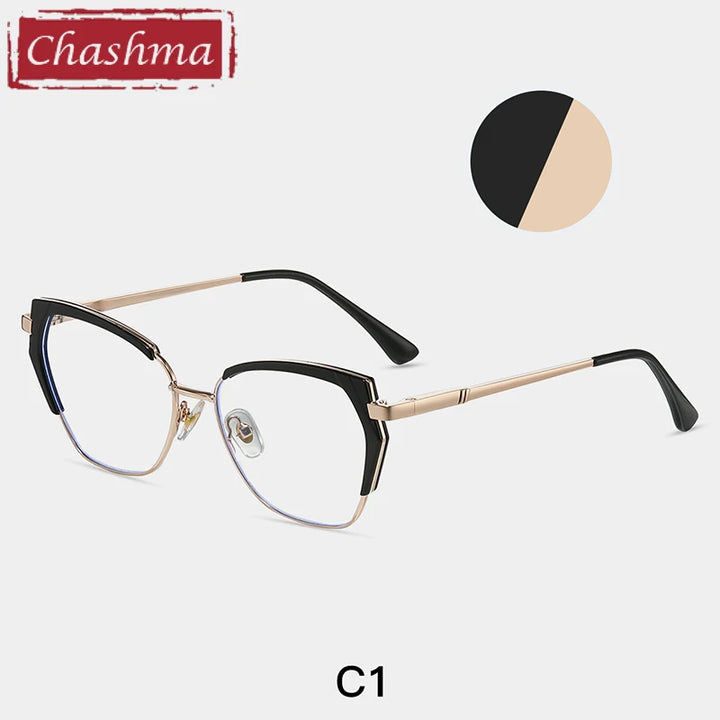 Chashma Women's Full Rim Square Cat Eye Tr 90 Alloy Eyeglasses 87323 Full Rim Chashma C1  