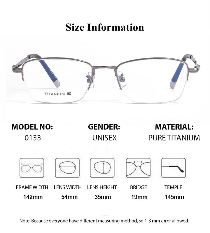 Chashma Unisex Semi Rim Square Oval Titanium Eyeglasses 0133 Semi Rim Chashma   