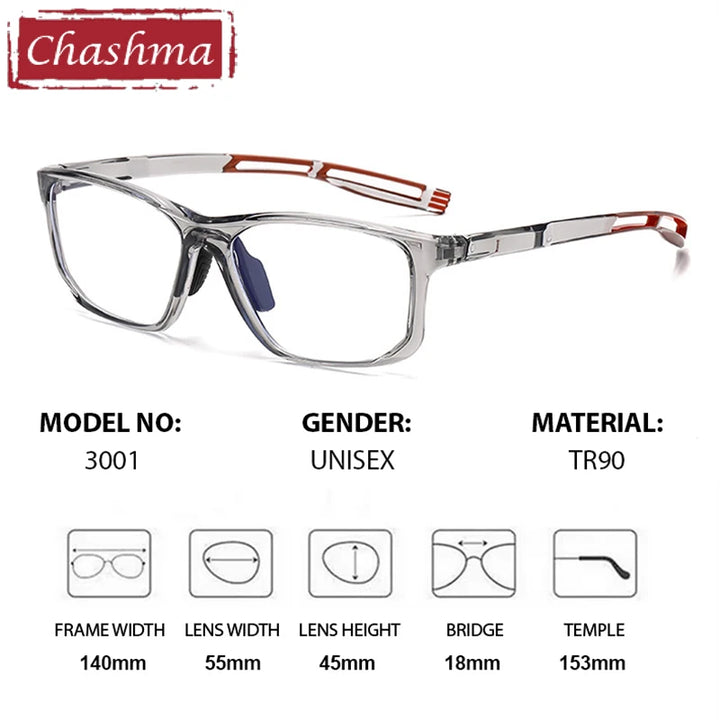 Chashma Ochki Unisex Full Rim Square Tr 90 Titanium Eyeglasses 883001