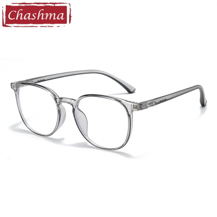 Chashma Unisex Full Rim Round Tr 90 Titanium Eyeglasses 81364 Full Rim Chashma Transparent Gray  