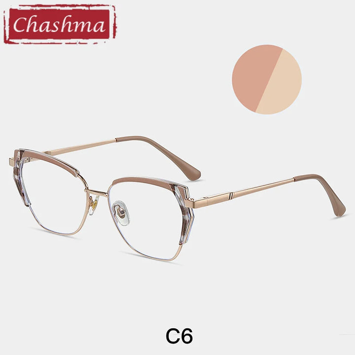 Chashma Ottica Women's Full Rim Cat Eye Tr 90 Steel Eyeglasses 87323 Full Rim Chashma Ottica C6