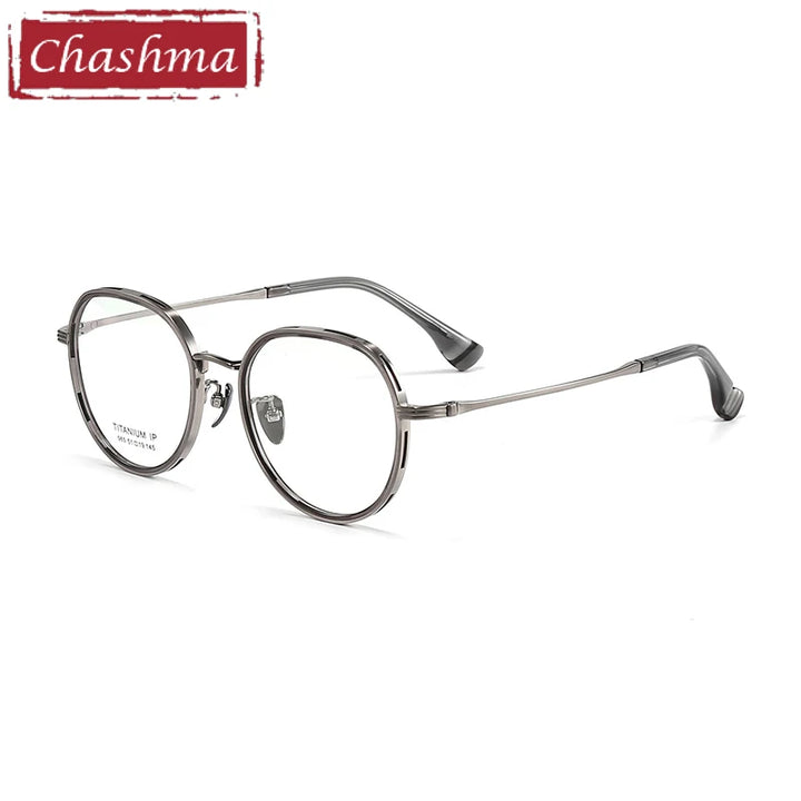 Chashma Ottica Women's Full Rim Flat Top Round Titanium Eyeglasses 64965