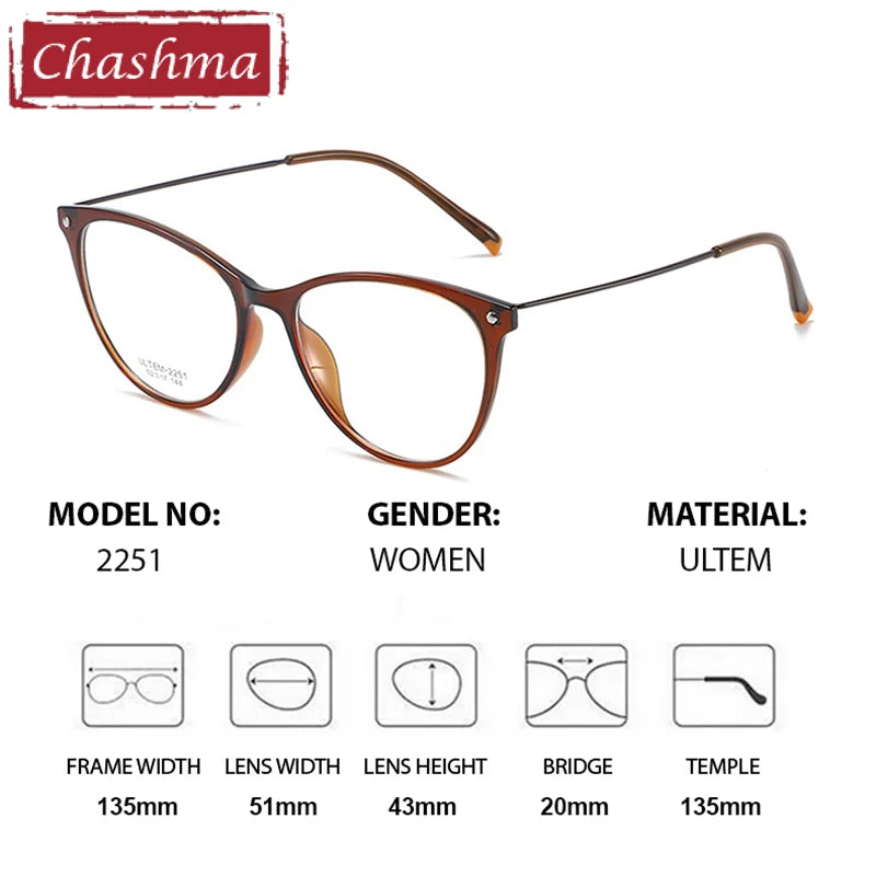 Chashma Ochki Women's Full Rim Cat Eye Ultem Titanium Eyeglasses 882251