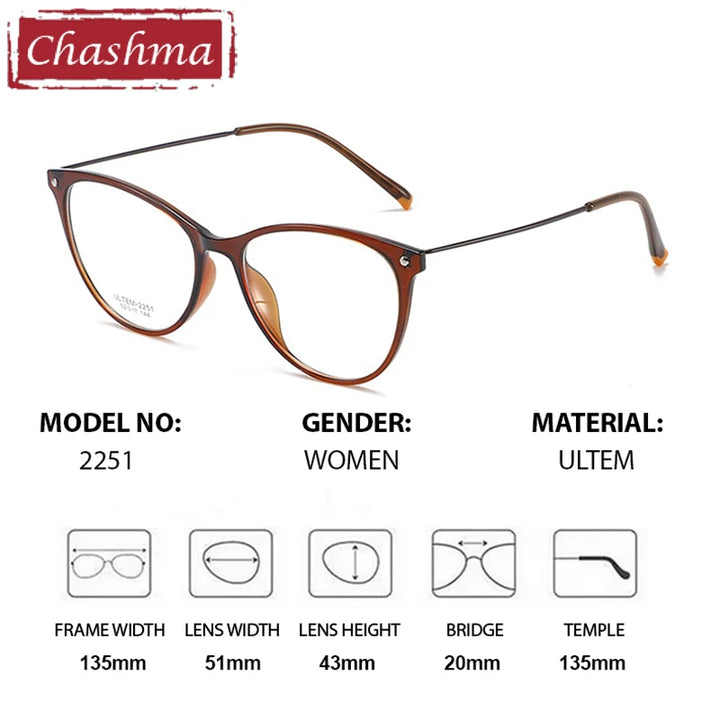 Chashma Ochki Women's Full Rim Cat Eye Ultem Titanium Eyeglasses 882251